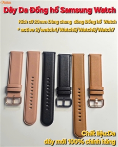 Dây da cho đồng hồ Galaxy Watch 4, Watch 5 , Watch 6, Watch 7 20mm chính hãng Dây da cho đồng hồ Galaxy Watch 4, Watch 5 , Watch 6, Watch 7 20mm chính hãng