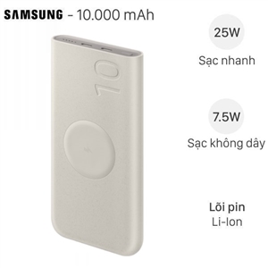 Pin Sạc Dự Phòng 10000mAh Không Dây Type-C PD 25W Samsung Model EB-U2510 Pin Sạc Dự Phòng 10000mAh Không Dây Type-C PD 25W Samsung Model EB-U2510