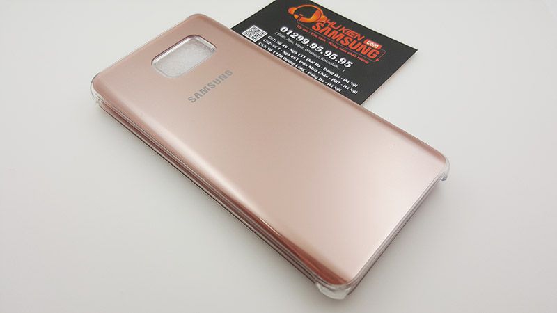 Mặt sau bao da Galaxy Note 5 clear view màu rose gold