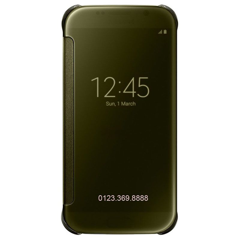 Bao da Clear View cover Galaxy S6 màu vàng đồng