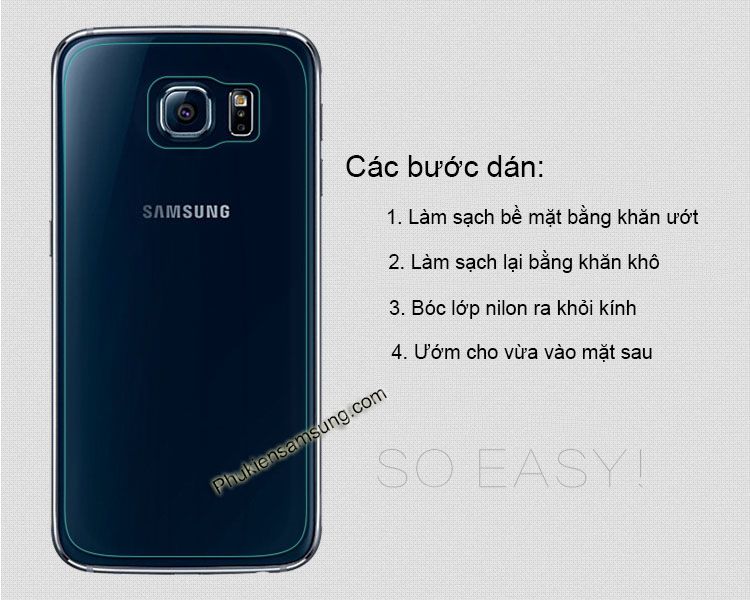 Kính cường lực mặt sau cho Galaxy S6 dán rất dễ