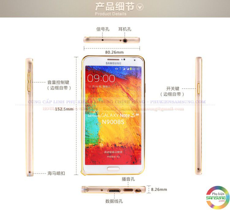 Ốp viền chỉ vàng Galaxy Note 3