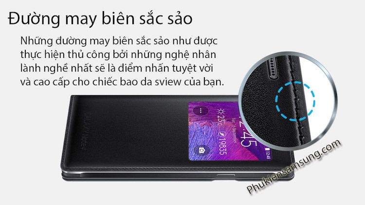 viền Bao da samsung galaxy note 4 được khâu rất chắc chắn