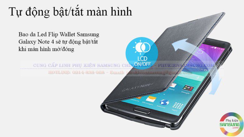 Bao da Led Flip wallet Note 4 có khả năng tự động đống tắt màn hình