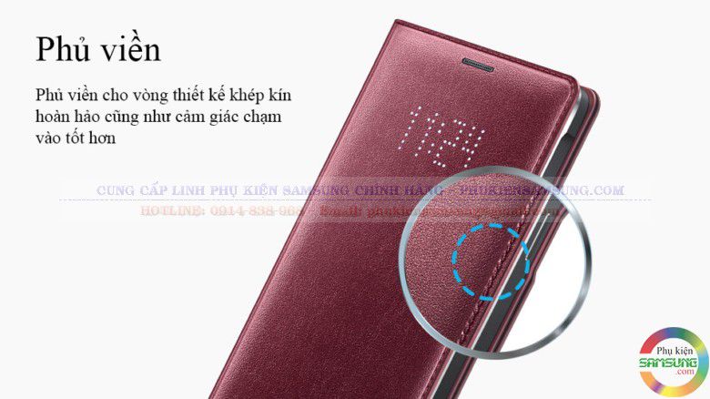 Thiết kế khâu viền chống tách mép của Led Flip wallet Galaxy Note 4