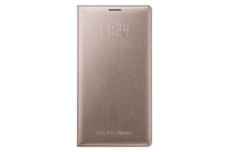 Bao da Galaxy Note 4 Led Flip Wallet Gold mặt trước