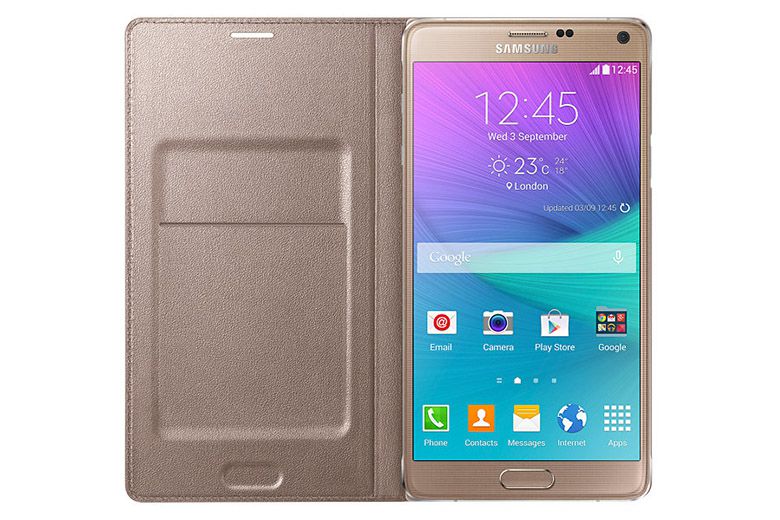 Bao da Galaxy Note 4 Led Flip Wallet Gold mặt trong