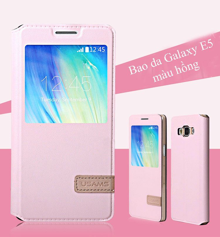 bao da galaxy e5 màu hồng usams