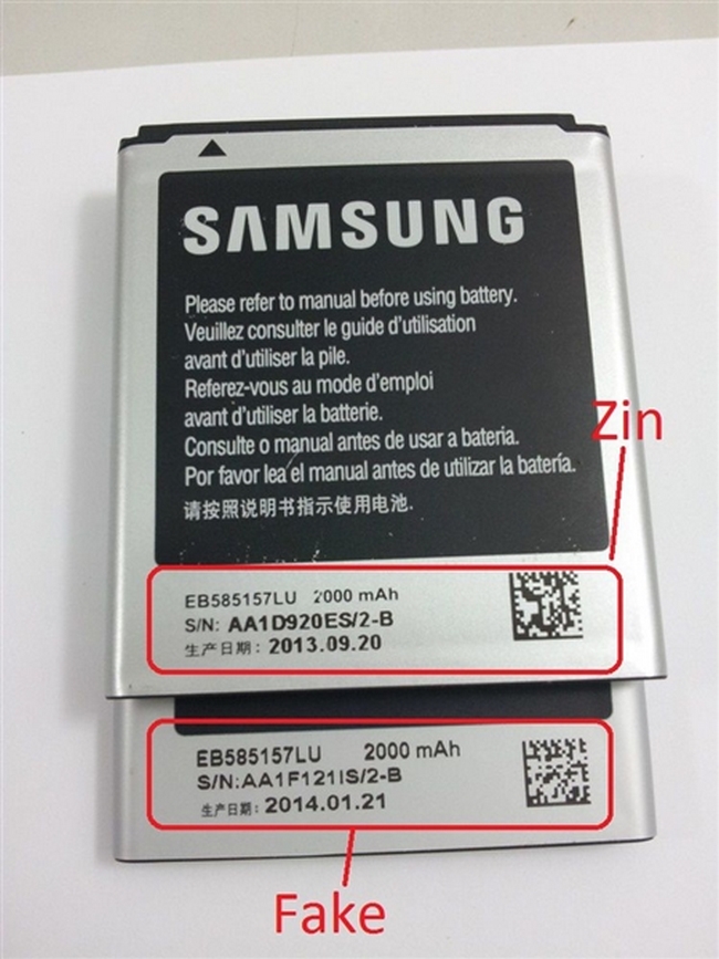 Hướng dẫn phân biệt Pin Samsung Galaxy Win i8552 chính hãng và Pin Galaxy WIn 8552 nhái