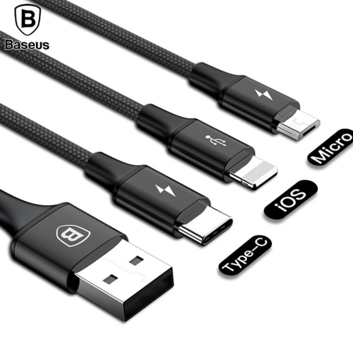 Bộ cable chuyển đổi 4 đầu Micro - Lightning - Type-C hiệu Baseus