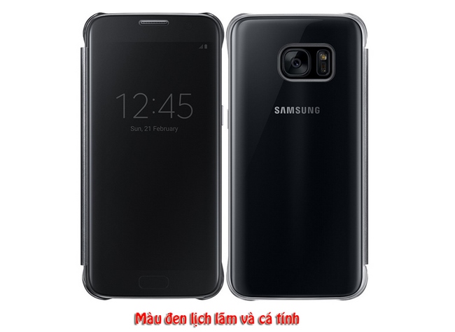 Màu đen tinh tế của bao da Clear view s7 edge