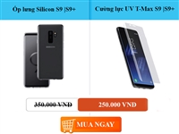 Ốp lưng Silicon S9|S9 Plus chính hãng + Kính cường lực UV Tmax