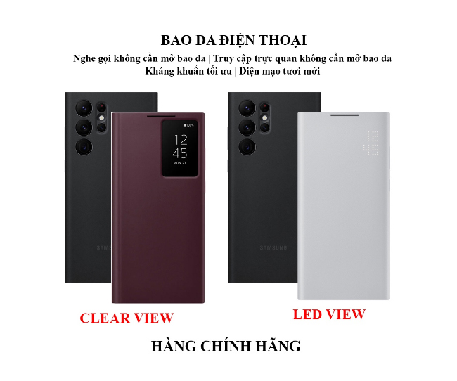 so sánh bao da Led view và Clear view Samsung S23 Ultra| Plus loại nào tốt